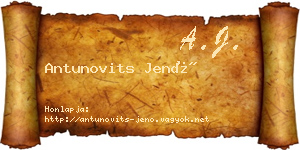 Antunovits Jenő névjegykártya