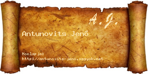 Antunovits Jenő névjegykártya