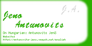 jeno antunovits business card