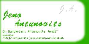 jeno antunovits business card